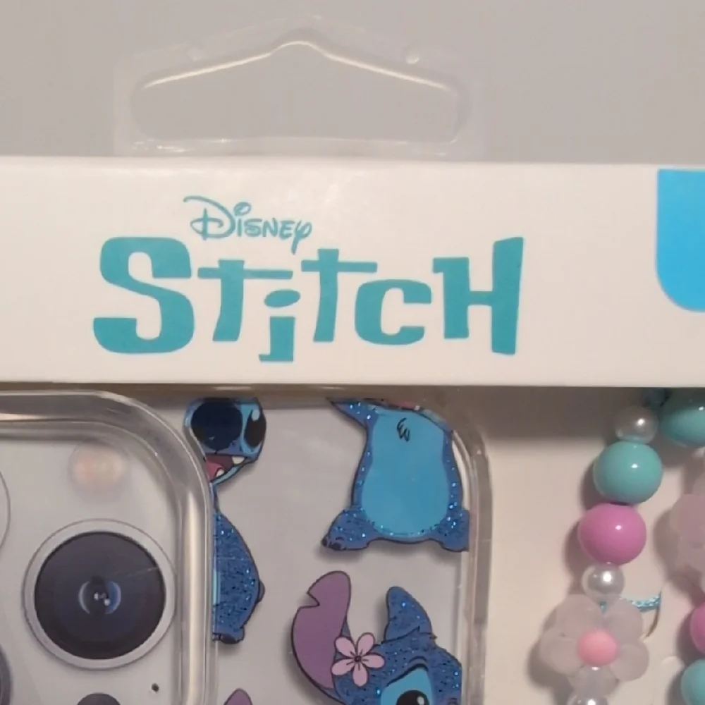 Disney Stitch iPhone 15 Pro Max Case with Beaded Strap - Blue and Pink